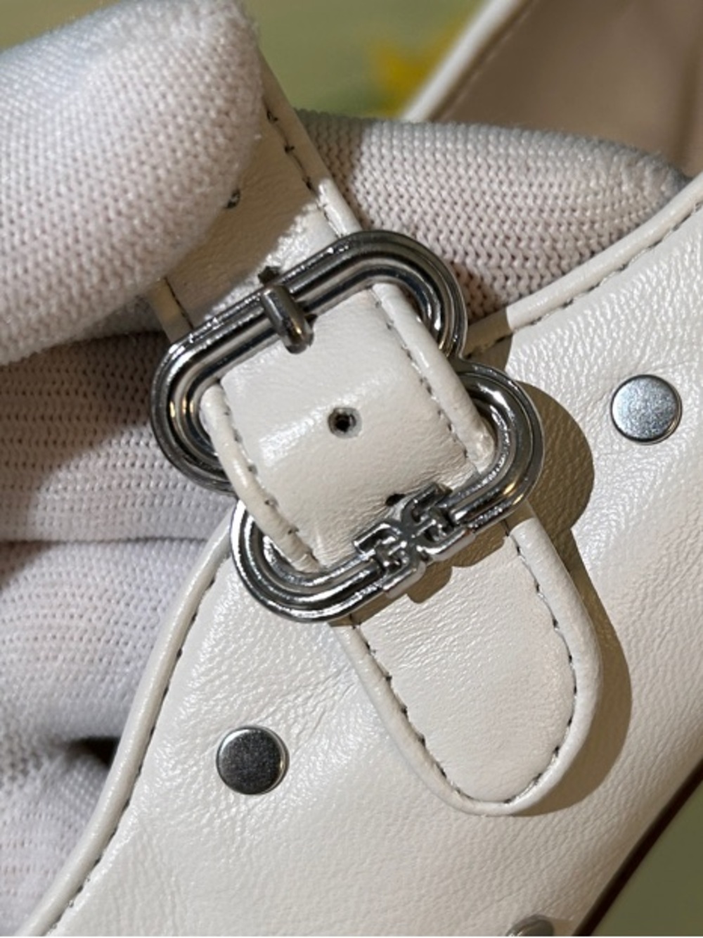 Sam Edelman Michaela Studded Leather White Mary Jane Flats. Size 8.5 - Picture 10 of 15